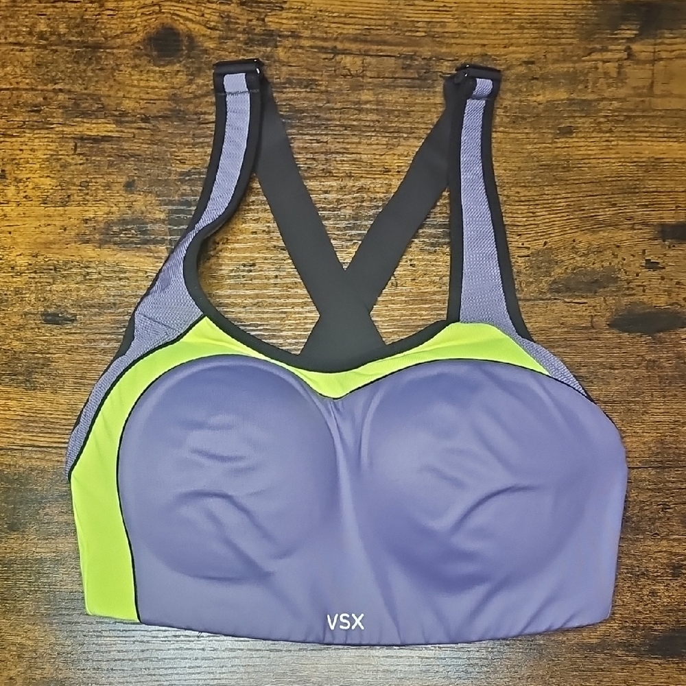 VSX High-Impact Purple and Green Sports Bra
